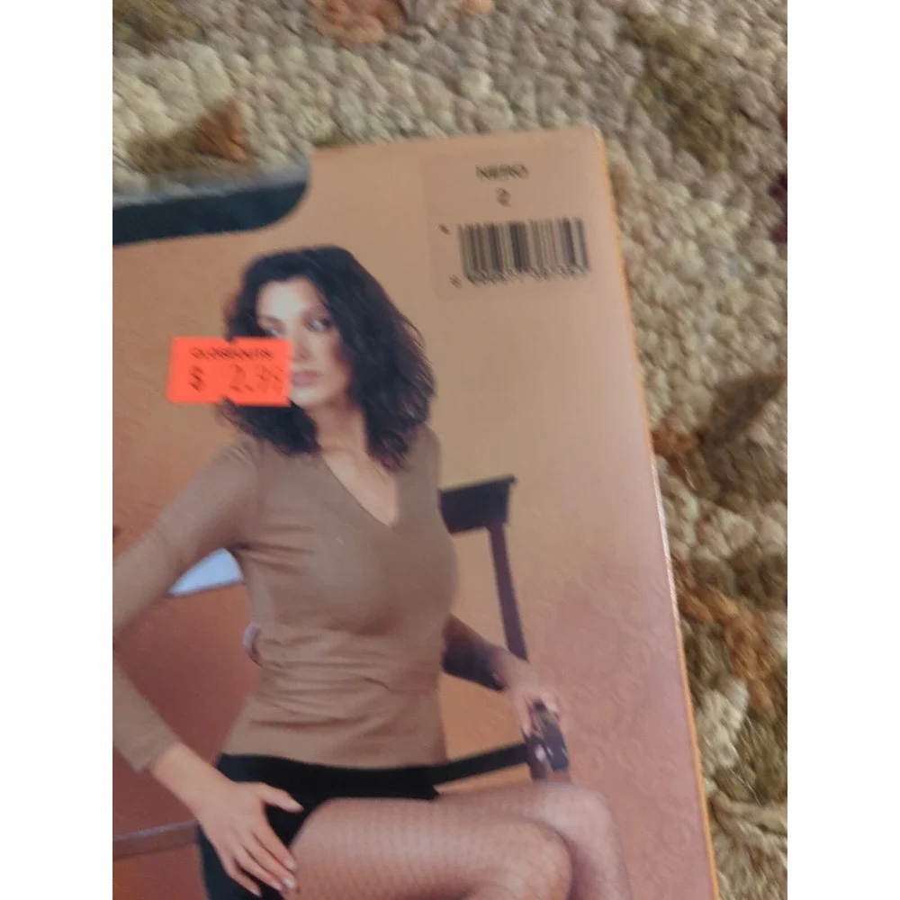 New Levante Calze Silky Soft Fishnet Pattern Tights Size 2 Nero Black Made Italy